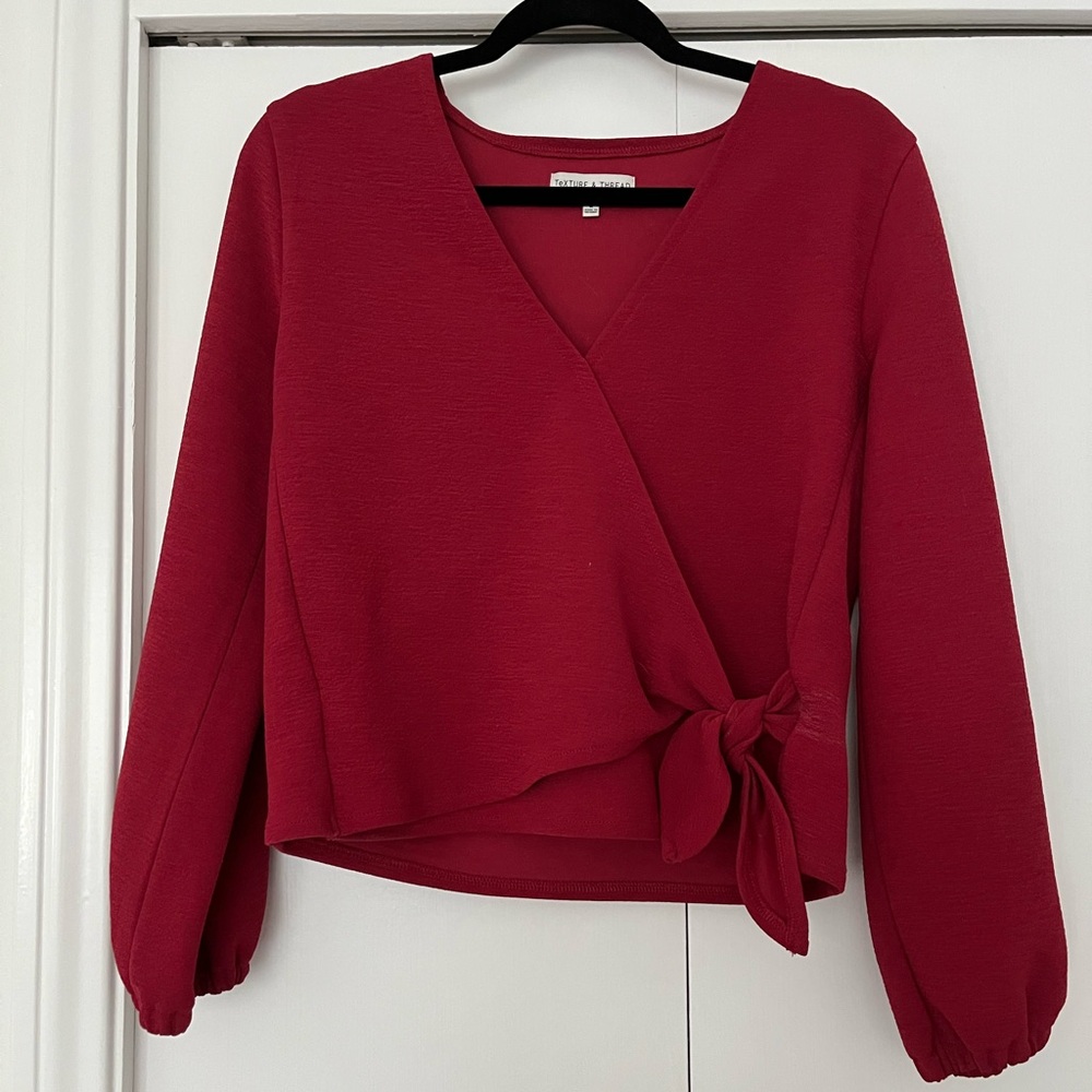 Madewell Crossover Tie Long Sleeve Crepe Blouse